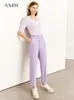 Women's Two Piece Pants Amii Minimalist Suit for Women Autumn Full Sleeve Blazer Coat Anklelength Office Lady Sold Separately 12240894 230131