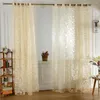 カーテンノルディックスタイルの窓はチュール薄い3Dロマンチックなカットフラワープリント刺繍寝室セミシアーカーテン