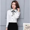 Camiseta de mujer Tamaño grande 4XL Mujeres Arco Blusa de botón de manga larga Chic Elegante Primavera Otoño Oficina Turn Down Collar Camisa formal Casual Tops 230131