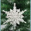 Juldekorationer 12 cm Threensional Snowflake Pendant Tree Ornaments Xmas Home Party Decoration Sn￶flingor Pendants RRF11874 DRO OTMPQ