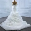 2023 modestos vestidos de noiva de saia fofos de babados fofos sereia vestidos de noiva fora do ombro plissado no ombro vestido formal para a noiva longa