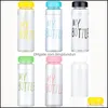 Water Bottles Creative Lemon Bottle 500 Ml Portable Clear Frosted Glass Sports Bicycle Travel Fruit Juice Cup Drinkware Vt1489 Drop Dhmvs