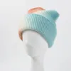 Berets Fur Tie Dye Winter Beanies Hat For Women Outdoor Ski Skullies Cap Girl Fashion Casual Trend Autumn