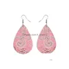 Dangle Chandelier Fashion Jewelry Pu Leather Earrings Paisley Flower Printed Faux Drop Delivery Dhkto