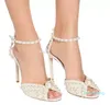 Elegante Bruids Trouwjurk Schoenen Sacora Dame Sandalen Parels Leer Luxe Merken Hoge Hakken Vrouwen Lopen 15