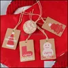 Décorations de Noël Diy Xmas Kraft Paper Merry Gift Tags Favor Cards Hanging With Matching String For Wedding Drop Delivery Home G Otlqr