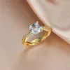 Alyans prenses kesim beyaz kare kristal infinity mücevher vintage altın gümüş renk kadınlar için sevimli gelin nişan yüzüğü