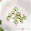 Charms Fashion 6Mm Birthstone Crystal Glass Pendant For Bracelet Bangle Earrings Gold Edge 12 Months Colorf Diy Jewelry Charm Drop D Dhj8I