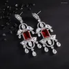 Dangle Earrings Eyer Brand Retro Multicolor Drop Big Red Zirconia Party for Women Bridal Wedding Dress