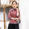 Kvinnors tshirt orientalisk stil kvinnor skjorta traditionell kinesisk blus cheongsam lady kläder qipao klänning mandarin krage klänning vestido m4xl 230131