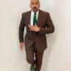 Men's Suits Men's High Quality Brown Men Groom Man Notched Lapel Blazer Business 2 Pieces Wedding Dress Terno Masc(Jacket Pants)