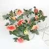 Dekorativa blommor 2.2m Artificial Rose Rattan Autumn Liten Peony String Decor Silk Fake Garland For Wedding Home El Garden Decoration