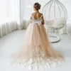 Girl Dresses Dress Wedding 2023 Lace Tulle Backless Flower Vintage Junior Bridesmaid Ball Gown First Communion 4 To 8 Years