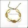 Braccialetti con ciondoli Bracciale con conchiglia naturale originale con treccia color oro fatta a mano in lega di zinco e collana di gioielli per le donne Drop Delivery Ot7A3