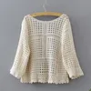 Women's Jackets Women Flare 3/4 Sleeves Kimono Cardigan Hollow Out Crochet Knit Plaid Lace Cropped Jacket Sun Protection Beach Cover UpWomen