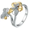 Pierłdy ślubne Hainon luksusowy projekt moda Złoty kolor kwiat cyrkon Inkrustowany kryształ dla kobiet Srebrna biżuteria Prezent biżuterii
