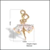Charms moda cobre incrustado zirc￣o de pedra preciosa dan￧a de pedra coruja pingente para j￳ias de j￳ias DIY Pra￧a de colar de bracelete OTJS3