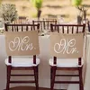 Chair Covers 50Sets/lot Khaki Mr. & Mrs. Burlap Banner Set Sign Garland Rustic Wedding Party Decoration