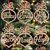 Decorazioni natalizie Lettera Pace Amore Gioia Fede Noel Speranza Legno Cuore Ornamento Albero Casa Festival Ornamenti Appeso Regalo Goccia Deliv Ot8Jf