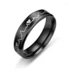 Anneaux de mariage Creative ECG Heartbeat Titanium Acier Classique Noir Hommes Femmes Bijoux Cadeaux