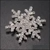 Pins Brooches Large Snowflake Brooch Sparkling Crystal Rhinestones Flower Pins For Women Lady Jewelry Party Christmas Gift Dhs 465C Dhou9