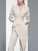 Women's Two Piece Pants est Designer Women Fashion Blazer 2 Pieces Set Patchwork Vintage Suit Jackets Straight Pantsuit Female Chic Outfits 230131