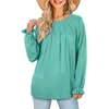 Damen T -Shirts schirt sich für Frauen Frauen Langarm mit Langschläfen oben rund Hals plissierte Farbe Hemd Herbst und Winter Casual Guard