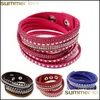 Altri braccialetti Trendy Mtilayer Wrap Pu Leather Charm Bangles Strass Crystal For Women Girls Pse Jewelry Party Gift Drop Delivery Otp0J