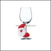 Décorations de Noël Décoration de verre à vin Bonne année Père Noël Bonhomme de neige Moose Party Bar Table Pad11179 Drop Livraison Accueil Gar OT75X