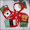 Dekoracje świąteczne Tree Socks Festival Festival Prezent Apple Candy Bags Cartoon Snowflake Xmas Party Fireplace Wll571 Drop del dhto0