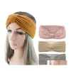 Party Favor Winter Keep Warm Knitting Headband Womens Woolen Yarn Hairband Outdoors Sports Headwear Bowknot Yoga Head Band Favors Dr Dhdes