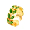 Wedding Rings 3pcs Simple Green Leaf For Women Fashion Vintage Fairy Personality Finger Open Jewelry Accessories