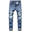 Männer Jeans Männer Casual Mode Einfarbig Distressed Gerade Slim-fit Zipper Placket Männlich Denim Hosen Naom22
