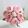 Decorative Flowers Simulation Fake Bouquet Artificial Peony Hydrangea Silk Flower Wedding Pography Props Home Living Room Garden Decoration