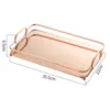 Plates Nordic Minimalist Glass Storage Tray Cosmetic Jewelry Desktop Metal Mirror Afternoon Tea Dessert Decoration