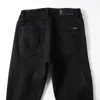 メンズジーンズ黒い苦しめられたストリートウェアファッションスリム刺繍文字パターンパッチワーク損傷したスキニーストレッチリッピング230131