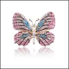 Pinnen broches schattige vlinder voor vrouwen strass kristaljurk accessoires cadeau 32 d3 drop levering sieraden dhwta