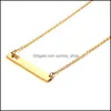 Pendant Necklaces Love Heart Necklace Est Fashion Gold Solid Blank Bar Stainless Steel For Buyer Own Engraving Jewelry Diy Drop Deli Dhs7I