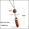 H￤nge halsband modeformade halsband tigrar ￶gon natursten hexagonal kolonn kvarts f￶r kvinnor smycken g￥vor sl￤pp leveranspend ot7zx