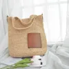 beach handbags Straw Woven Bag Raffite Hand-woven Messenger Bag Leather Brown Retro Simple Versatile Tote Bag 230116