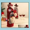 Decorazioni Natalizie Gnomo Bottiglia di Vino Ers Bag Vacanze Babbo Natale Bottiglie di Champagne Er Red Merry Table For Home Paf11446 Drop Deli Otmf3