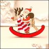 Christmas Decorations New Wooden Rocking Horse Christmaes Snowman Santa Gift Ornaments Party Supplies Festive Gifts Pad11271 Drop De Otrq4