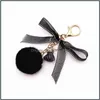 Party Favor Cute Bow Keychain Lace Ball Bag Plush Pendant Cartoon Car Key Chain For Women Or Cellphone Wq646 Drop Delivery Home Gard Dh9O0