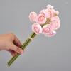 Decorative Flowers 1 Bunch Of Artificial Dew Lotus 6-headed Bouquets Wedding Silk Small Camellia Home Decoration Vase