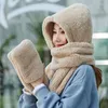 Hüte Schals Handschuhe Sets 3 In 1 Frauen Warme Kapuze Schal Snood Tasche Hut Niedlich Für Winter Outdoor JL