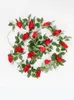 Decorative Flowers 2Pcs Artificial Flower Garland Silk Rose Vine Hanging For Wedding Decoration Garden Home Arch Car Decor 16 Head