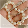 Charm Bracelets Aomu Korean Retro Imitated Pearl Round Beaded Daisy Bracelet Irregar Geometric Flower For Women Party Accessories 36 Dhkcm