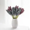 Flores decorativas 6pcs Artificial Lavender Fake Foam Flower Bouquet para Casamento Diy Crafting Wheat Plant Home Decoração de festa de Natal