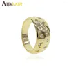 Anelli a grappolo 2023 Arrivo Regalo di Natale Inciso CZ Moon Star Starlight Colore oro Untique Vintage Women Finger Jewelry Anello di fidanzamento