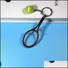 Party Favor Key Ring Exquisite Tennis Racket With Ball Keychain Lightweight Sport Funny Cute Keyring For Children Wq654 Drop Deliver Dhdow